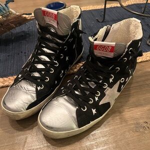 Golden Goose Black and Silver High-Top Sneakers